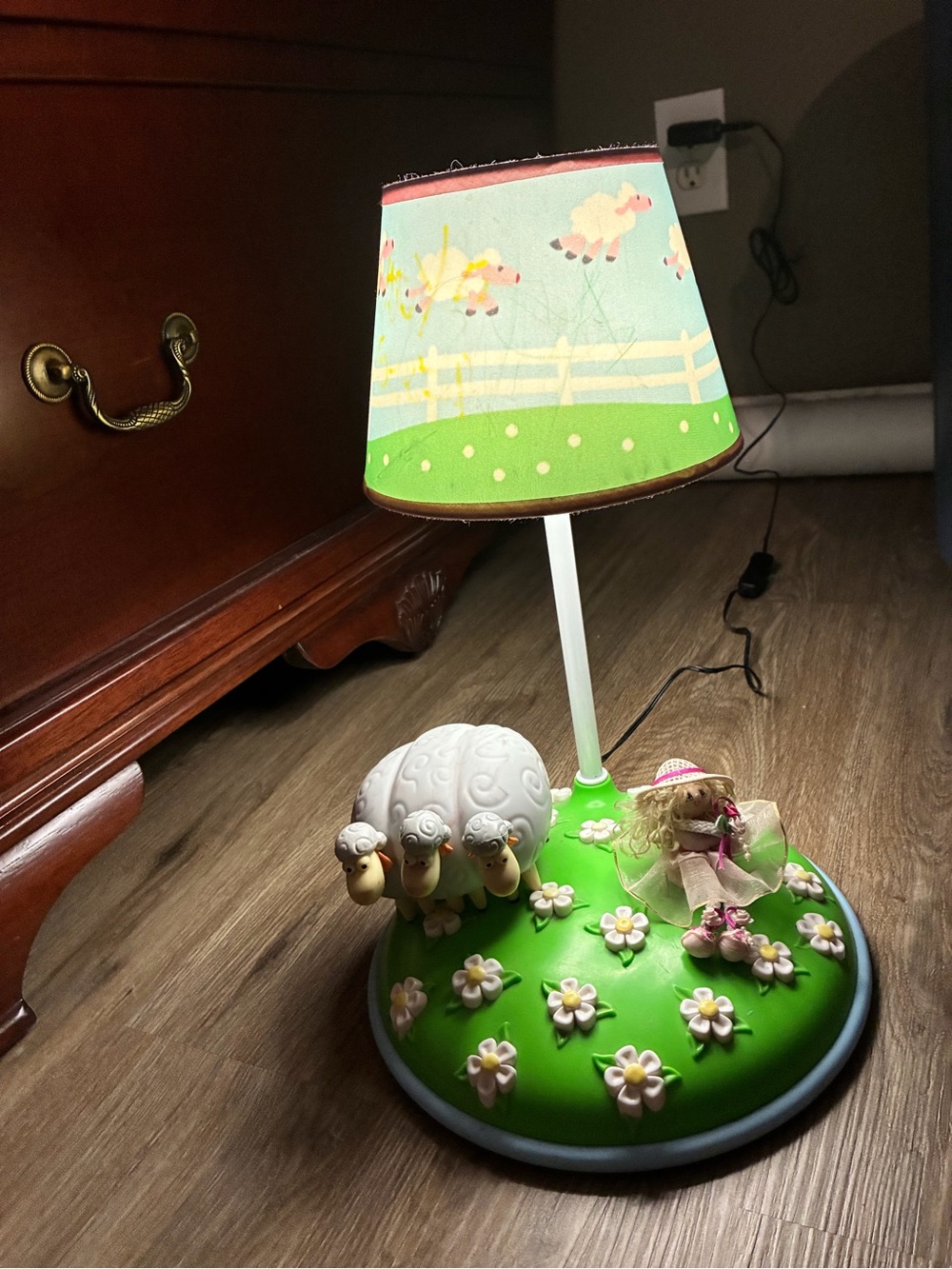 Disney Kids Green Sheep & Floral Table Lamp -